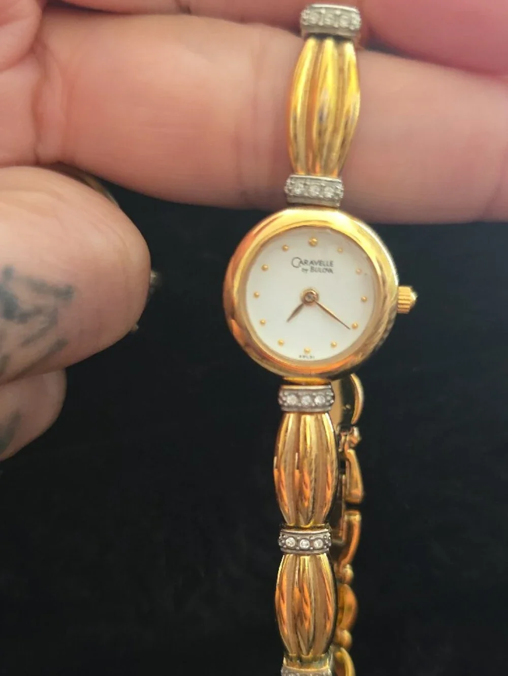 Bulova Caravelle Ladies Gold-Tone Watch with White Dial